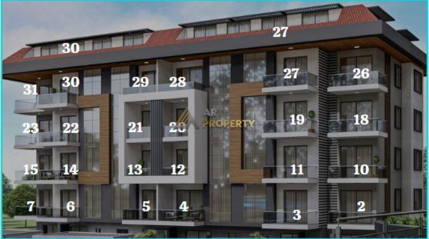 Инвестиционный проект с апартаментами 1+1, 2+1, 3+1, 4+1 в районе Кестель - Ракурс 2