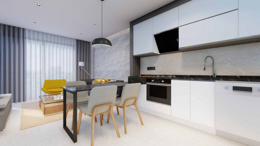 Новый инвестиционный проект c различными планировками квартир в 3 минутах от моря в центре Алании, 59,5- 161,5 м2 - Ракурс 2