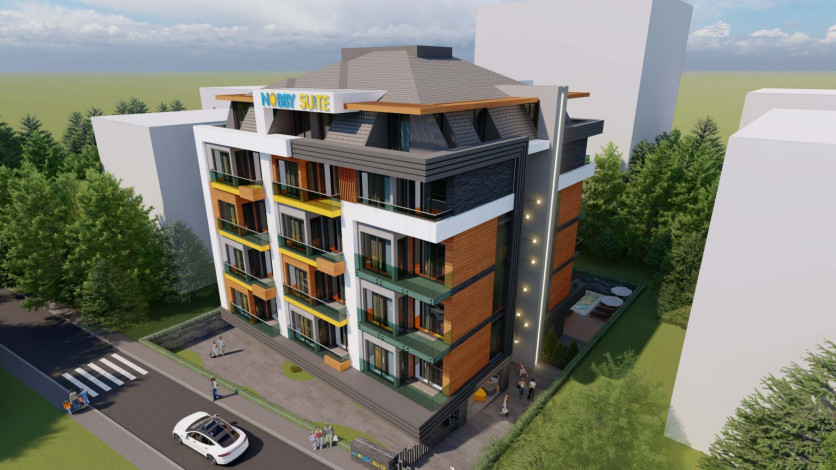 Новый инвестиционный проект c различными планировками квартир в 3 минутах от моря в центре Алании, 59,5- 161,5 м2 - Ракурс 6