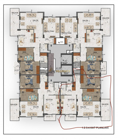 Квартира планировки 2+1, 95м2 в районе Газипаша - Ракурс 6