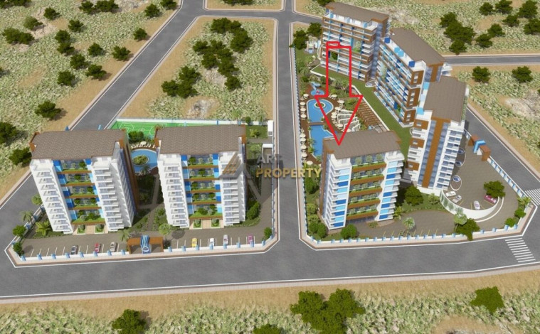 Апартаменты планировки 2+1 с видом на море, район Джикджилли - Ракурс 8