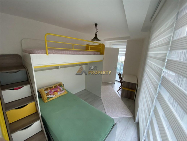 Трехкомнатная меблированная квартира в 200 метрах от моря, Каргыджак, Алания, 100 м2. - Ракурс 17