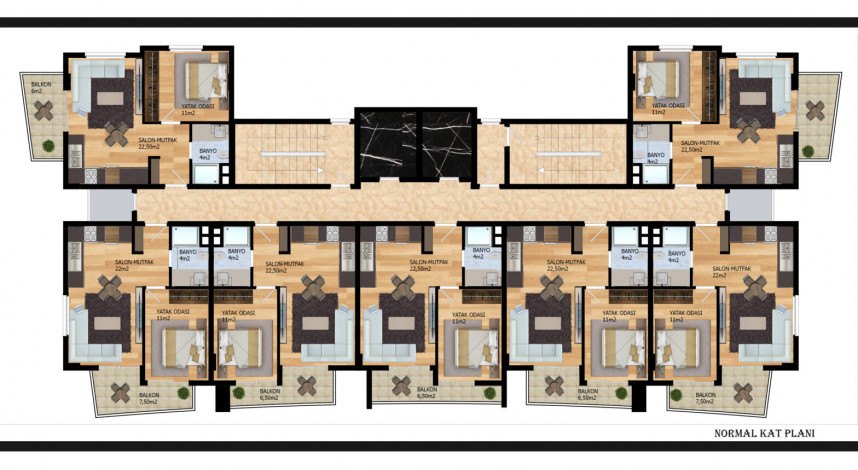 Апартаменты планировки 1+1, 45м2 в районе Паяллар - Ракурс 3