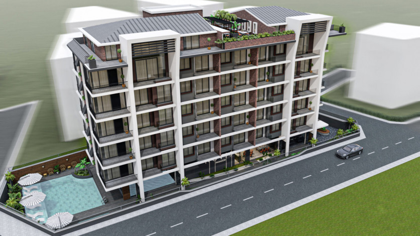 Апартаменты планировки 1+1, 48м2 в новом жилом комплексе, центр Алании - Ракурс 28