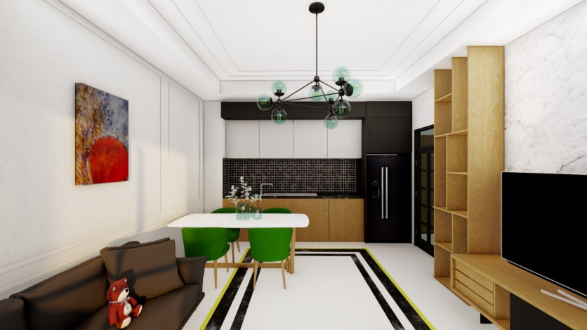 Апартаменты планировки 1+1, 53м2 в ЖК на стадии строительства, Махмутлар - Ракурс 4