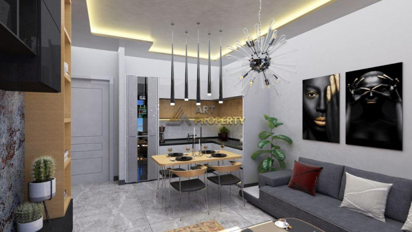 Апартаменты планировки 1+1, 58м2 в ЖК на стадии строительства, район Махмутлар - Ракурс 15