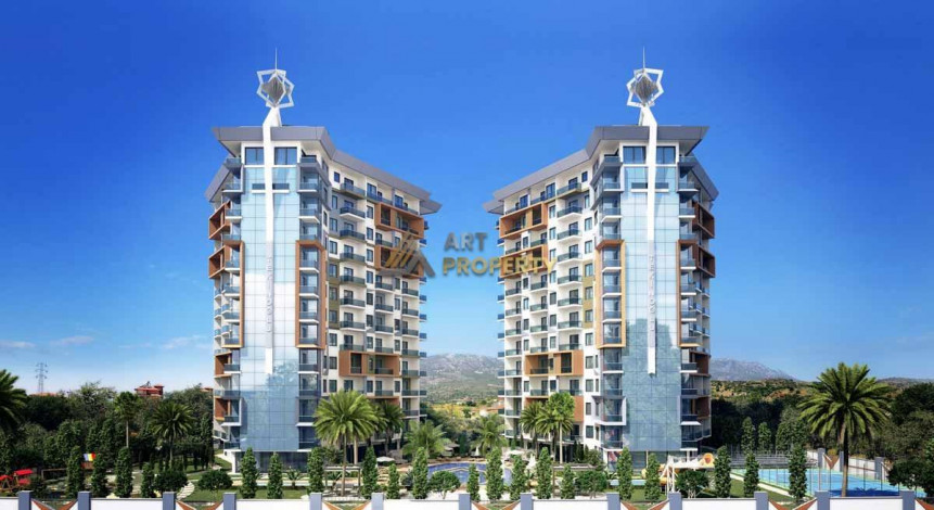 Апартаменты планировки 1+1, 58м2 в ЖК на стадии строительства, район Махмутлар - Ракурс 24