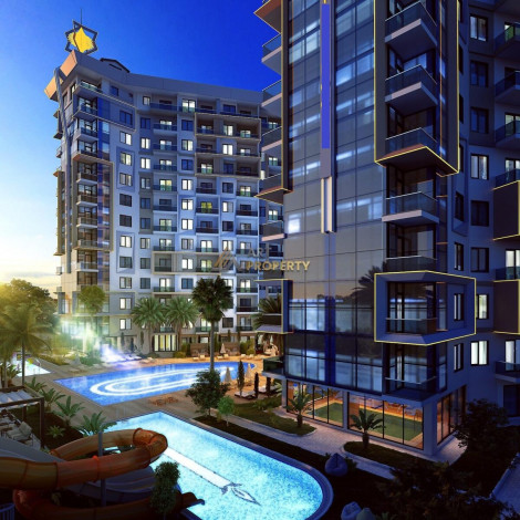 Апартаменты планировки 1+1, 58м2 в ЖК на стадии строительства, район Махмутлар - Ракурс 47