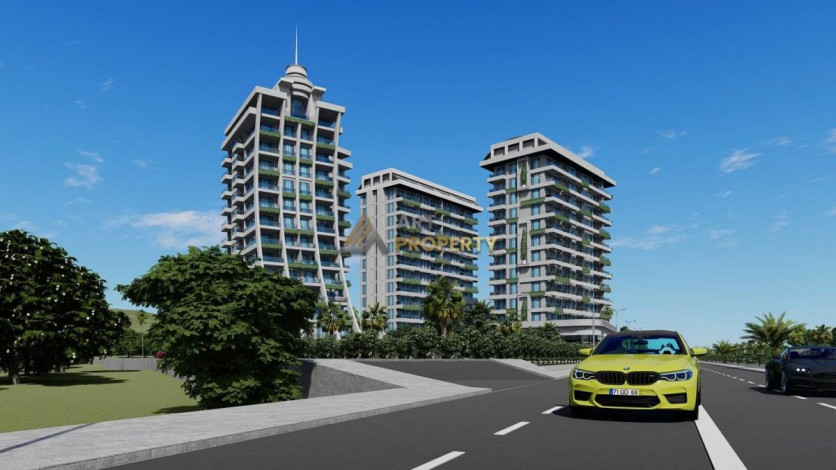 Апартаменты планировки 1+1, 53м2 в ЖК на стадии строительства, район Махмутлар - Ракурс 12