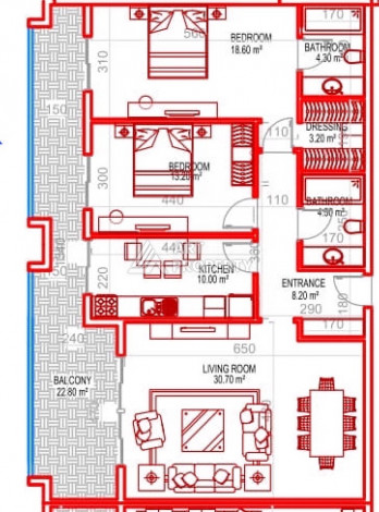 Квартира планировки 2+1, 148м2 в районе Махмутлар - Ракурс 31