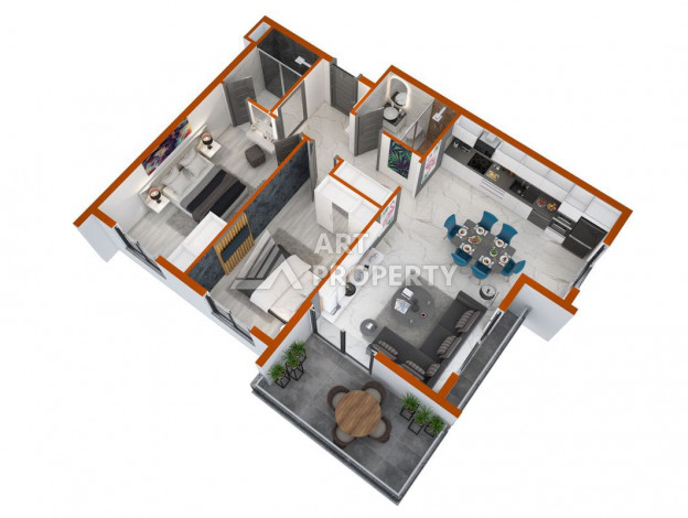 Апартаменты в новом жилом комплексе планировки 2+1 в районе Махмутлар, 100м2 - Ракурс 1