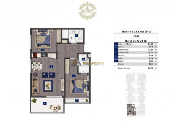Потрясающий проект на первой береговой линии в районе Оба Алания, 69-74,3 м2 - Ракурс 3