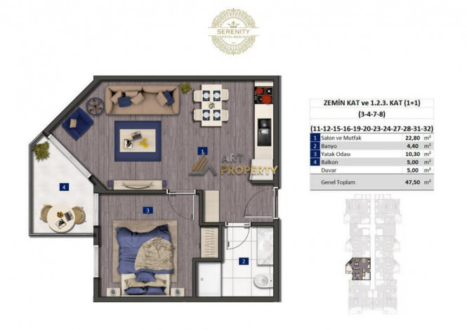 Потрясающий проект на первой береговой линии в районе Оба Алания, 69-74,3 м2 - Ракурс 4