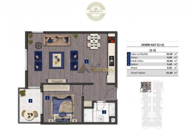 Потрясающий проект на первой береговой линии в районе Оба Алания, 69-74,3 м2 - Ракурс 8