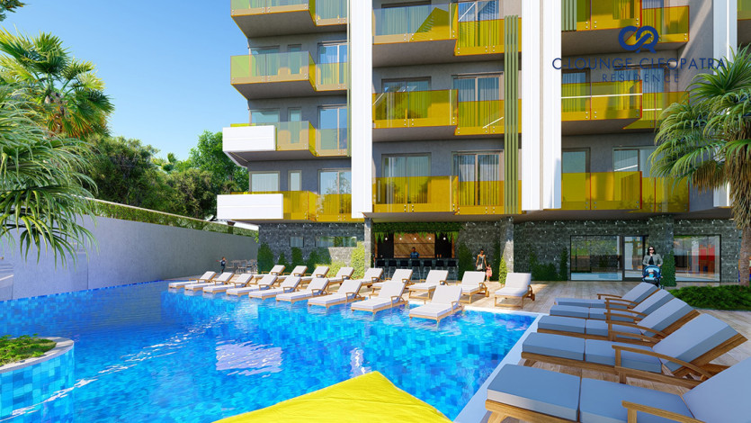 Новый комплекс с развитой инфраструктурой и различными планировками квартир всего в 350 м от знаменитого пляжа Клеопатры, 54-120 м2 - Ракурс 21