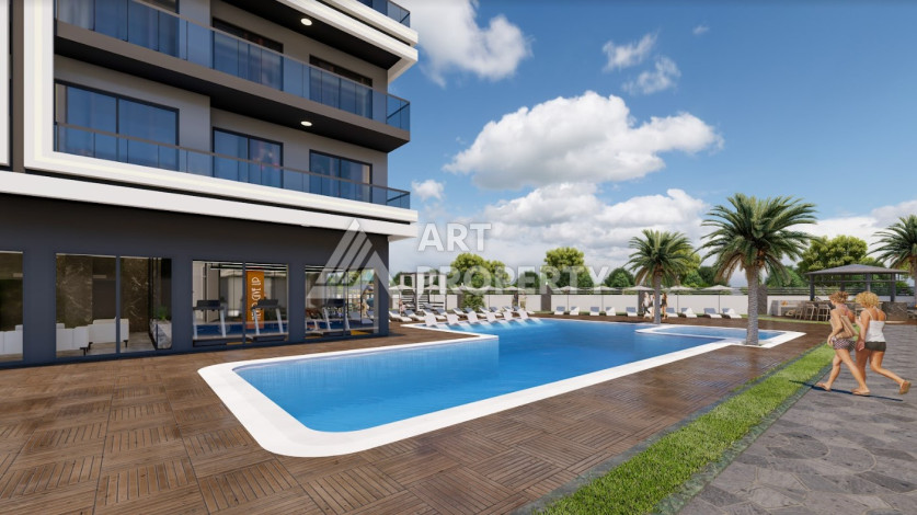 Апартаменты в шикарном новом комплексе в районе Авсаллар планировки 1+1, 57м2 - Ракурс 3