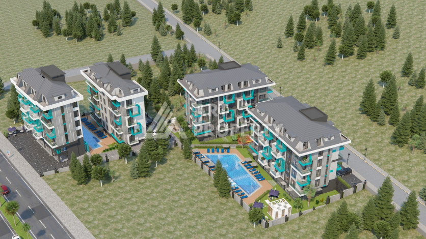 Комфортный и жилой комлекс в Алании на этапе строительства - Ракурс 15