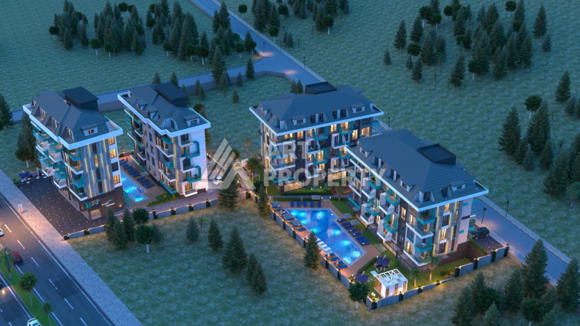 Комфортный и жилой комлекс в Алании на этапе строительства - Ракурс 16