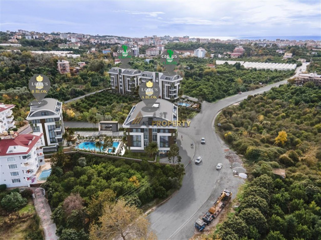 Строящийся комплекс с панорамой на горы в районе Оба, Алания, площадью 46-200 м2 - Ракурс 2