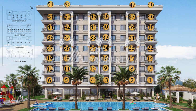 Инвестиционный проект в Демирташе с различными планировками квартир! - Ракурс 14