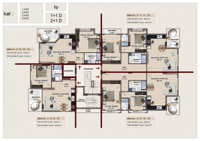 Новый инвестиционный проект с отличным расположением в самом популярном районе Аланьи – Махмутлар. - Ракурс 10