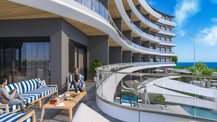 Необыкновенный комплекс на берегу Средиземного моря в районе Каргыджак, Алания. - Ракурс 17