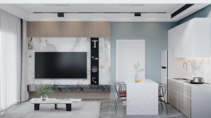 Инвестиционный проект в Махмутларе на центральной улице Барбарос в 150 м от моря, 85-168 м2 - Ракурс 12