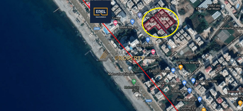 Инвестиционный проект в Махмутларе на центральной улице Барбарос в 150 м от моря, 85-168 м2 - Ракурс 27