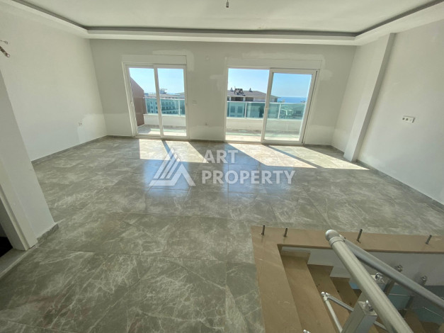 Просторный дуплекс с панорамными окнами и видом на море в районе Каргыджак, планировка 1+1, 78м2 - Ракурс 12