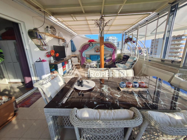 Дуплекс собственной сауной и потрясающим видом на море, горы и город в районе Махмутлар, планировка 3+1, 150м2 - Ракурс 14