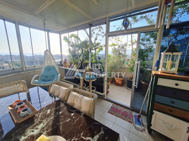 Дуплекс собственной сауной и потрясающим видом на море, горы и город в районе Махмутлар, планировка 3+1, 150м2 - Ракурс 23