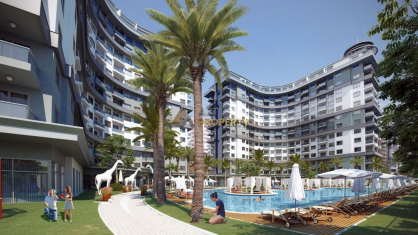 Двухкомнатная квартира в комплексе с инфраструктурой уровня 5-ти звездочного отеля в Махмутлар, 50м2 - Ракурс 23