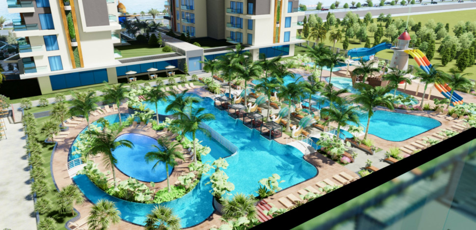 Масштабный проект на первой береговой линии, идеальная инвестиция в турецкую недвижимость, в районе Махмутлар Алания. - Ракурс 2