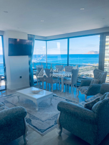 Меблированная квартира с видом на море планировки 2+1 в районе Махмутлар, 135м2 - Ракурс 6