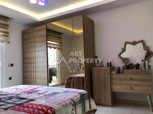 Меблированная квартира с видом на море планировки 2+1 в районе Махмутлар, 110м2 - Ракурс 9