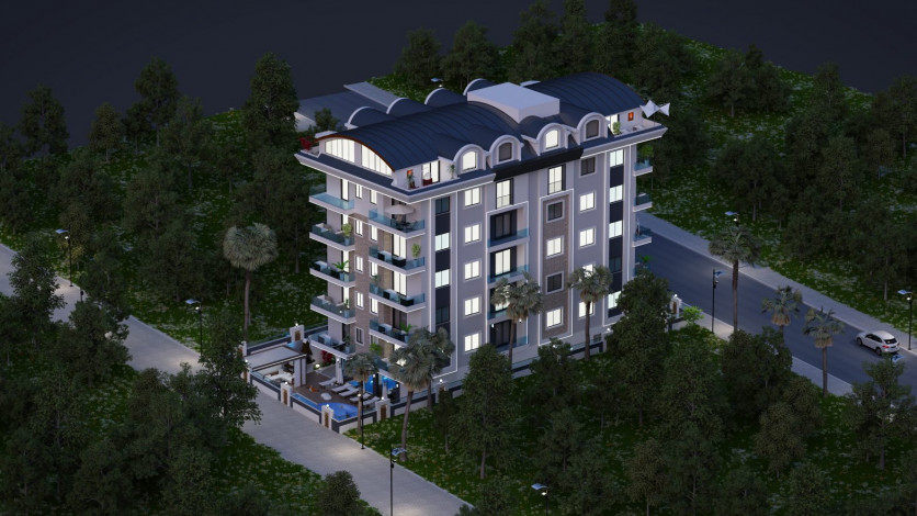 Двухуровневая квартира 3+1 в новом доме в 350 метрах от Средиземного моря, Махмутлар, Аланья - Ракурс 2