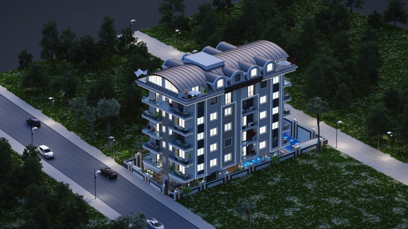 Двухуровневая квартира 3+1 в новом доме в 350 метрах от Средиземного моря, Махмутлар, Аланья - Ракурс 4