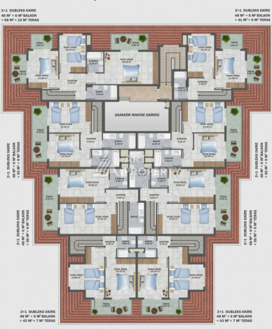 Новый проект жилого комплекса с апартаментами 1+1, 2+1, 3+1 в районе Авсаллар - Ракурс 25