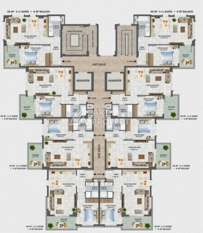Новый проект жилого комплекса с апартаментами 1+1, 2+1, 3+1 в районе Авсаллар - Ракурс 26