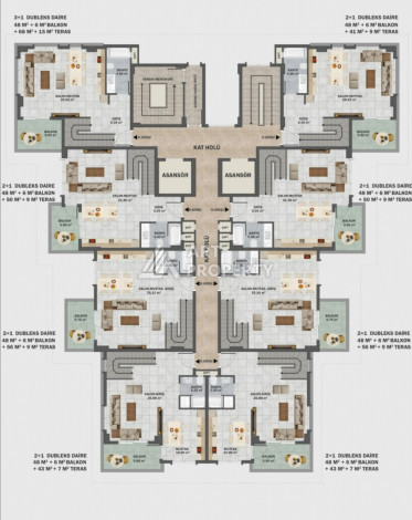 Новый проект жилого комплекса с апартаментами 1+1, 2+1, 3+1 в районе Авсаллар - Ракурс 27
