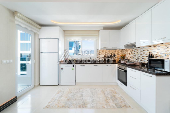 Шикарный пентхаус 2+1 с видом на море в одном из лучших комплексов Махмутлара! - Ракурс 6