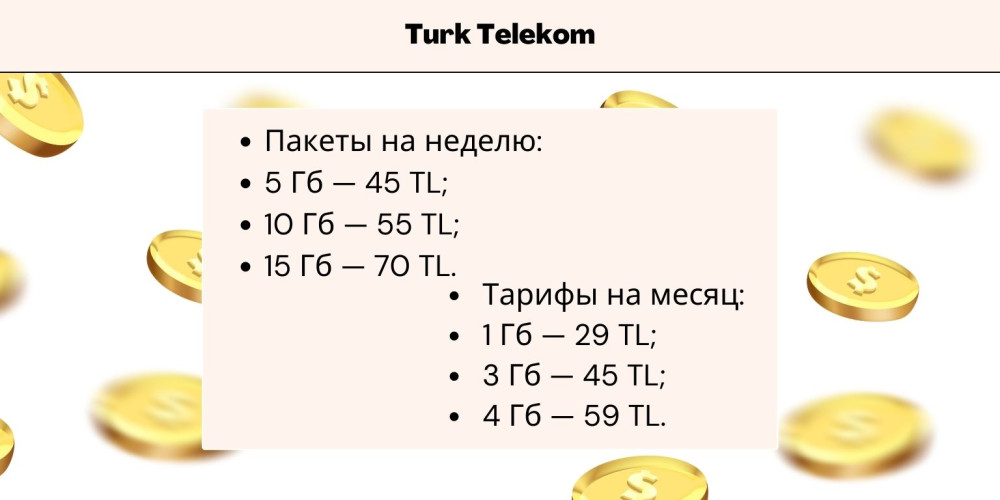 Цены на мобильный интернет в Турции от Turk Telekom