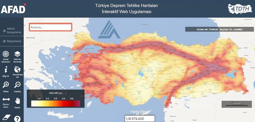 Информационная система землетрясений Турции