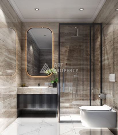 Квартира планировкой 1+1 в новым доме в открытом районе для ВНЖ Оба-Алания - Ракурс 12