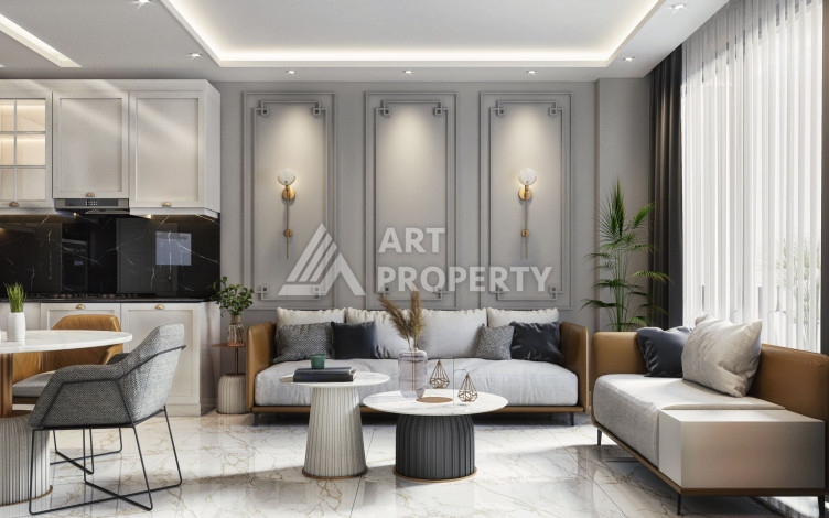 Квартира планировкой 1+1 в новым доме в открытом районе для ВНЖ Оба-Алания - Ракурс 15