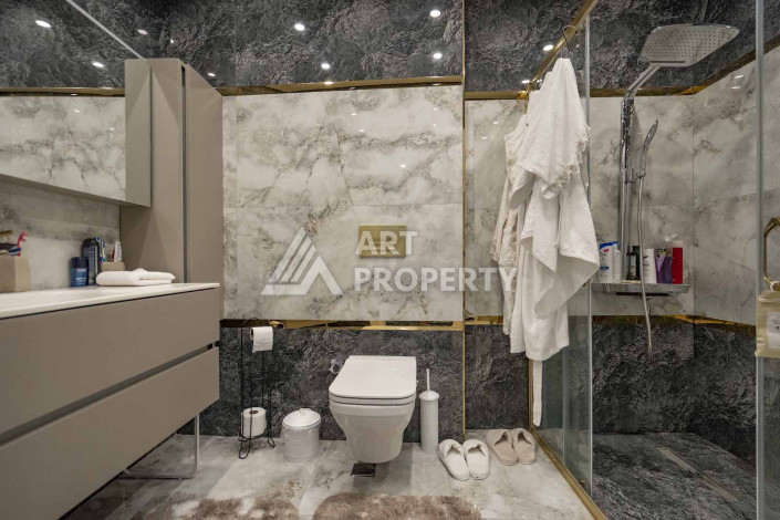 Огромный двухуровневый пентхаус премиум-класса 4+1 с панорамным видом на море в новом комплексе в Каргыджаке! - Ракурс 19