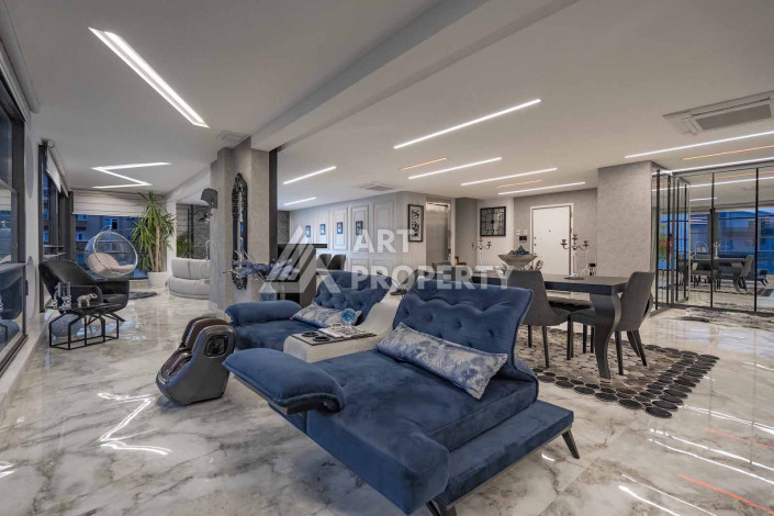 Огромный двухуровневый пентхаус премиум-класса 4+1 с панорамным видом на море в новом комплексе в Каргыджаке! - Ракурс 31