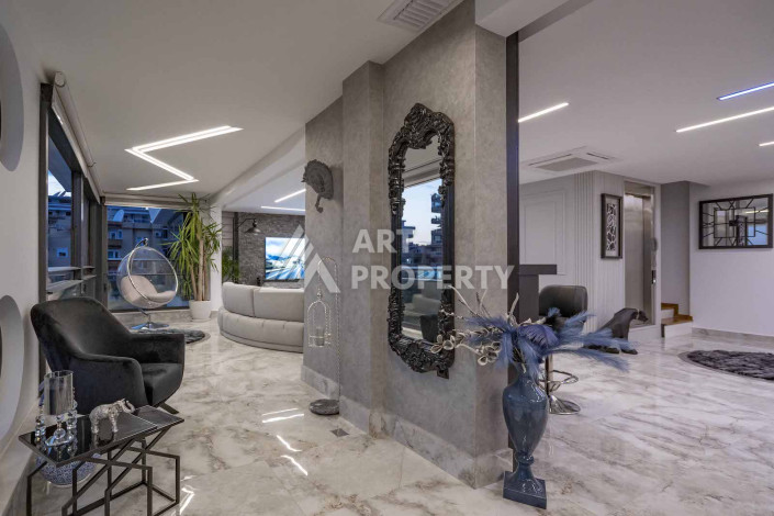 Огромный двухуровневый пентхаус премиум-класса 4+1 с панорамным видом на море в новом комплексе в Каргыджаке! - Ракурс 34